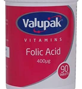 Valupak Vitamins Supplements Folic Acid 400mcg 90 Tablets - Image 1