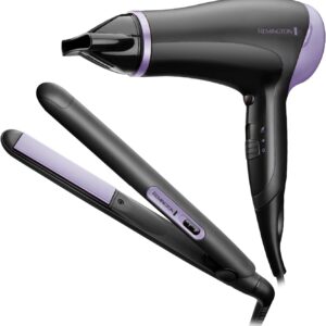 Remington Style Essentials Hair Care Gift Set (Slim Ceramic Hair Straighteners and 2000W Hair Dryer with Concentrator) D3016GP - Image 3