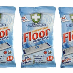 3 x GREENSHIELD ANTIBAC Floor Surface Wipes Packs of 24 Extra Large WIpes
