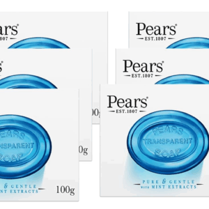 x6 Pears Bar Soap Transparent Blue Pure & Gentle With Mint Extracts 125g - Image 3