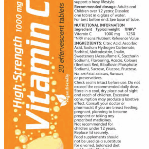 Vitamin C Orange 1000mg Effervescent Tablets *6 Packs of 20* HIGH Strength - Image 3